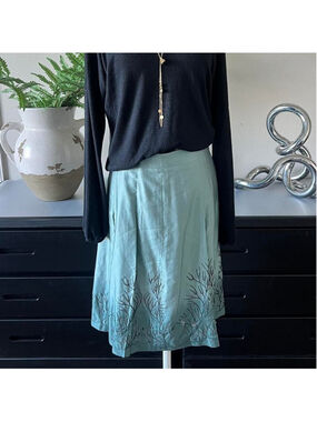 Blue sequin beaded mini skirt in satin material